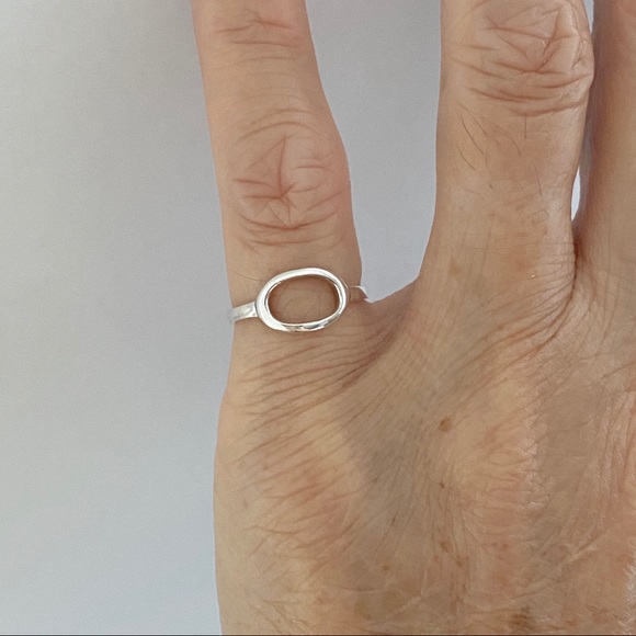 Sterling Silver Small Halo Ring, Open Circle Ring, Silver Rings - Picture 4 of 13